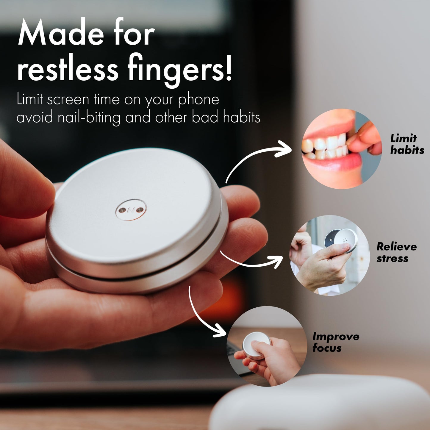 ONO Slider - Handheld Fidget Toy for Adults | Stress Relief, Focus, Portable (Grey Aluminum)