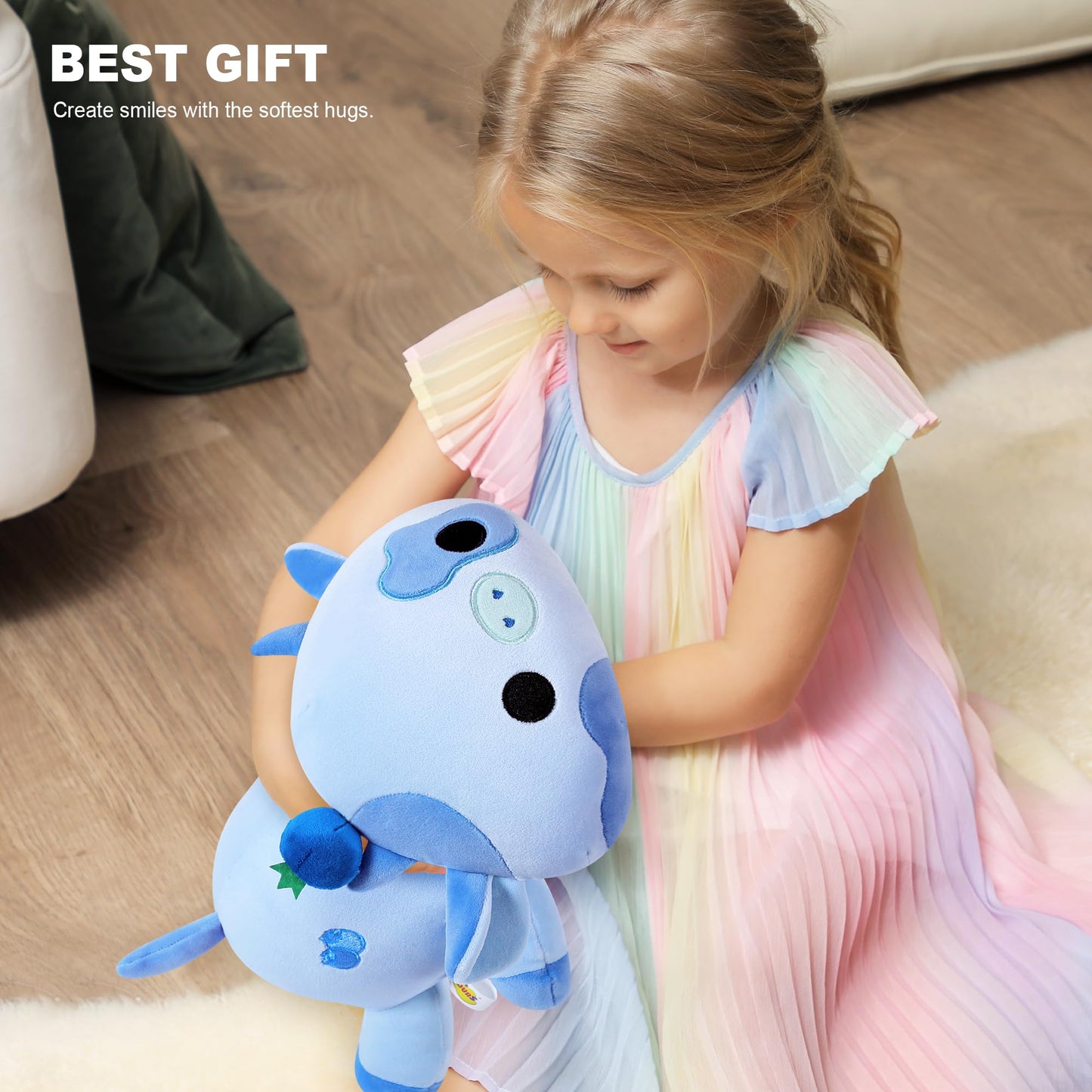 Onsoyours Blueberry Cow Plushie – 12" Soft Plush Pillow for Kids