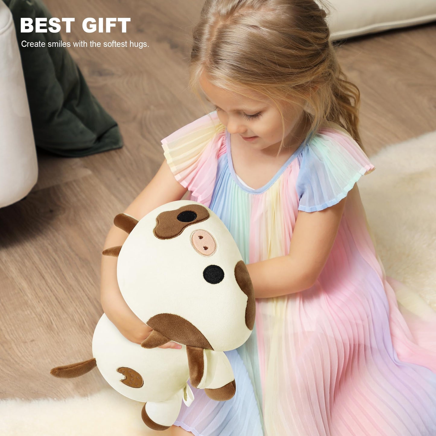 Onsoyours Cute Cow Plushie - 12-Inch Cookies Cow Squishy Plush Toy Pillow
