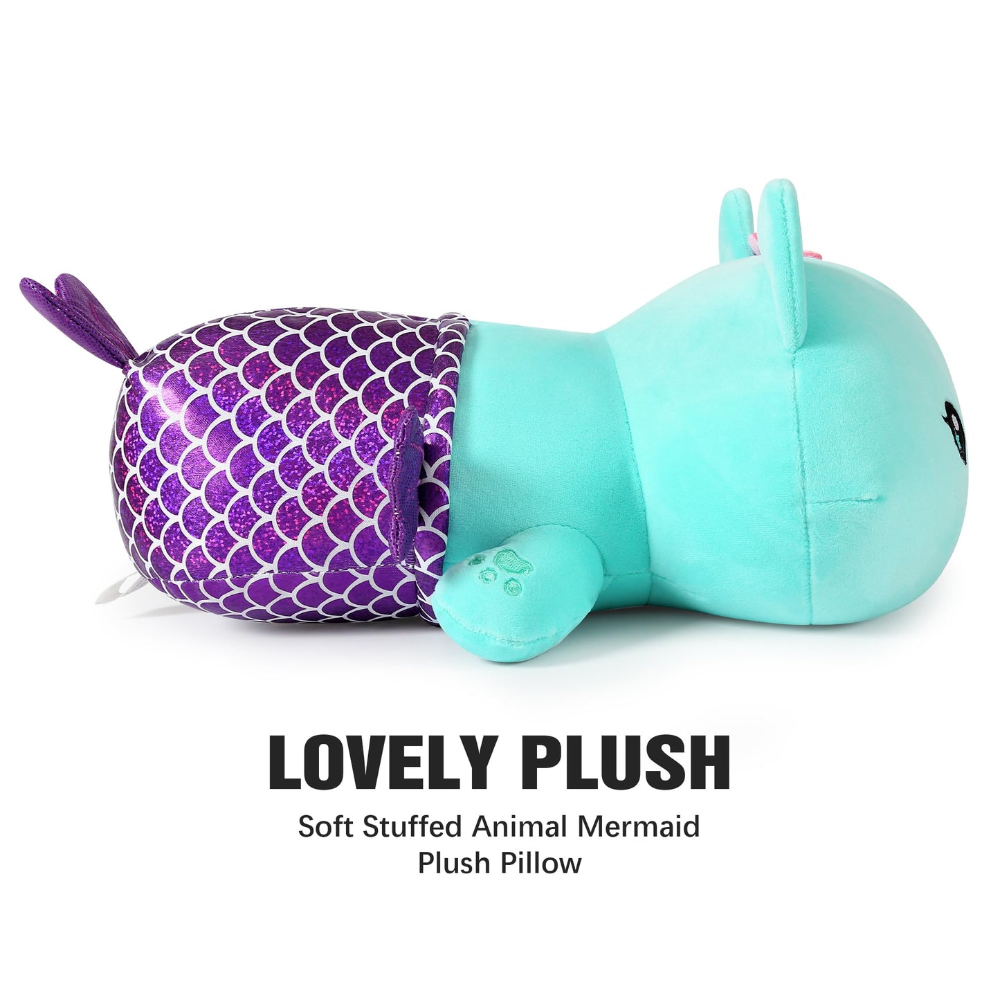 Onsoyours Cute Kitten Mermaid Plush Toy – 12-Inch Blue Cat Mermaid Pillow for Kids