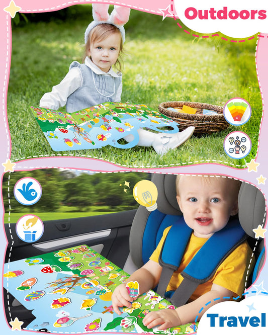 Oomloid Easter Sticker Books for Kids – Reusable, Travel-Friendly, Screen-Free Fun