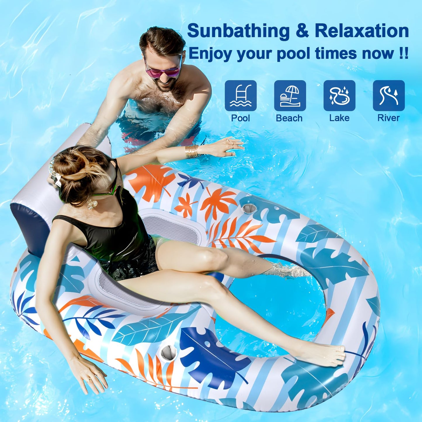 Ooopsiun Inflatable Pool Float Lounger — Durable Vinyl Lounge for Pool, Beach & Lake