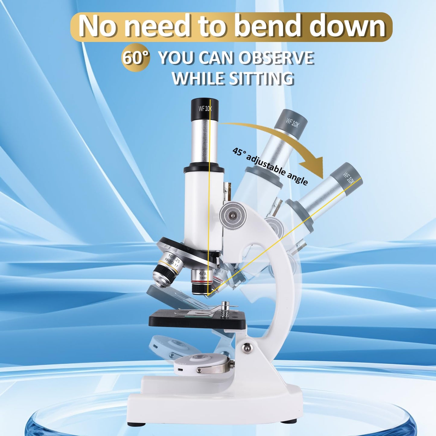 OOZSTAR Microscope 40X-2000X for Kids & Adults | LED Fill Light, Phone Holder, Home & Classroom Lab