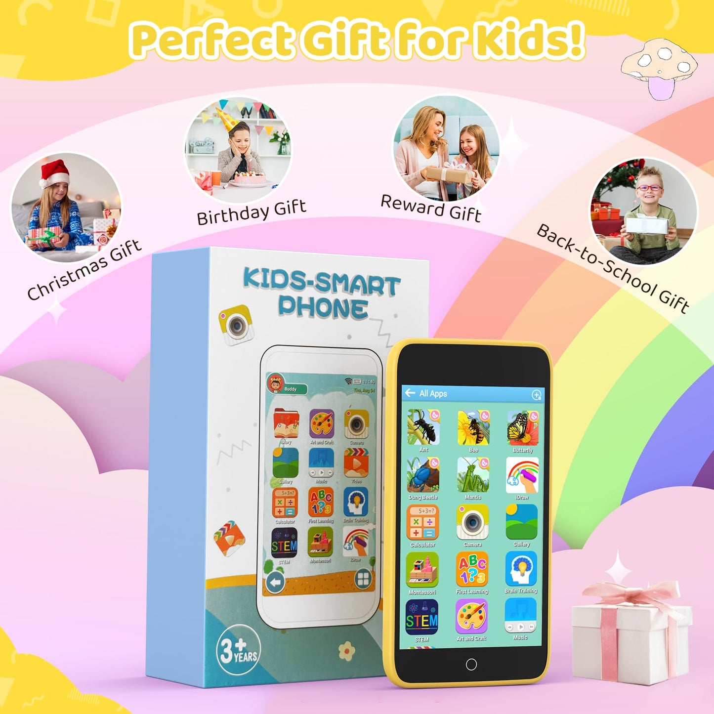 Orantronx Kids Smart Phone – 3.97-inch Learning Toy with 210+ Games & 190+ Drawings (Ages 3-12)