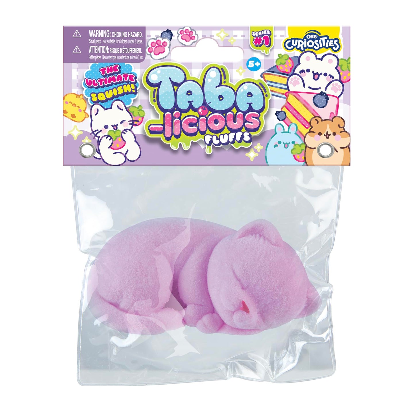 ORB Tabalicious Fluffs TABA Squishy Pink Cat – Fuzzy, Flocked Toy by The Orb Factory