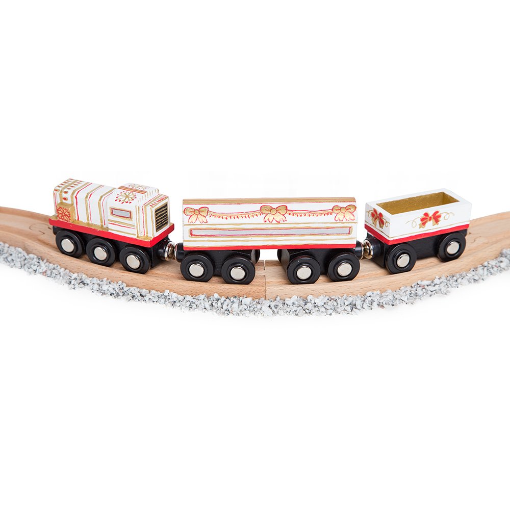 Orbrium 8 Unpainted Wooden Train Cars + 12-Color Paint Set — Magnetic Wooden Railway Toys