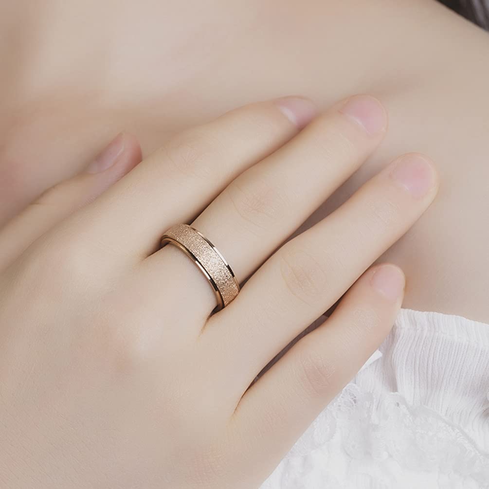 OreilleStar Anxiety Ring for Women — Titanium Fidget Spinner, 6mm Rose Gold, Size 6