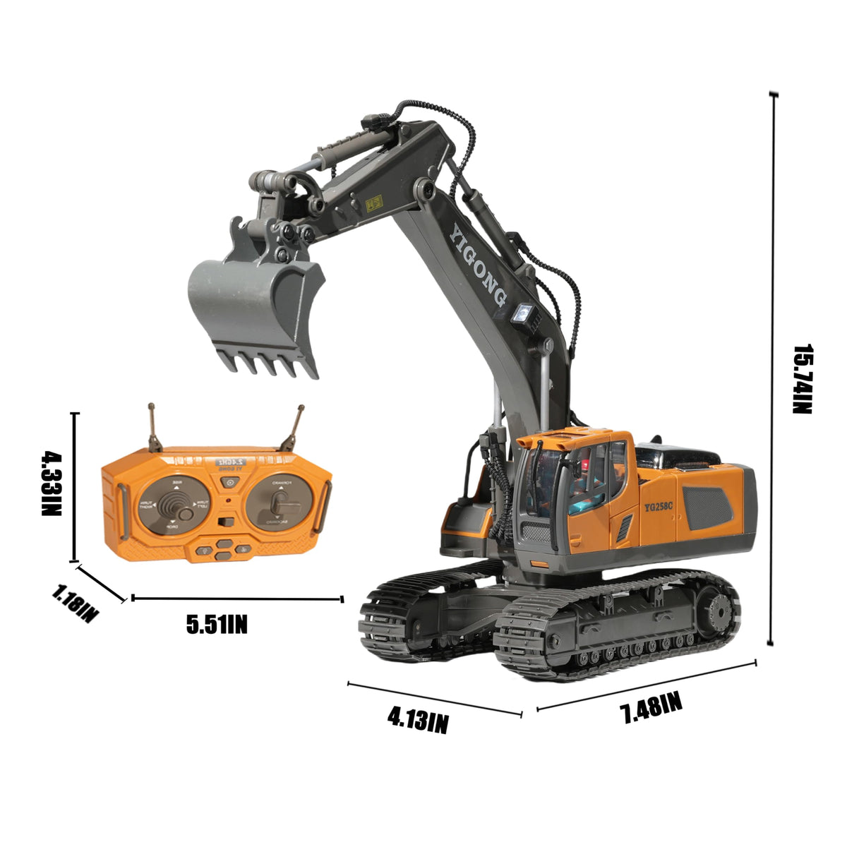 OrgaNatureQueen RC Excavator with Lights & Sound — 11-Channel Heavy Equipment Toy