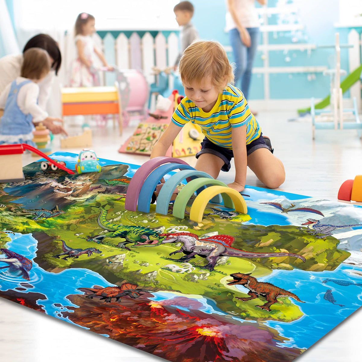 Oriate Kid Dream Mat Monster Truck Playmat – 47.2 x 31.5 in, Multi-Color
