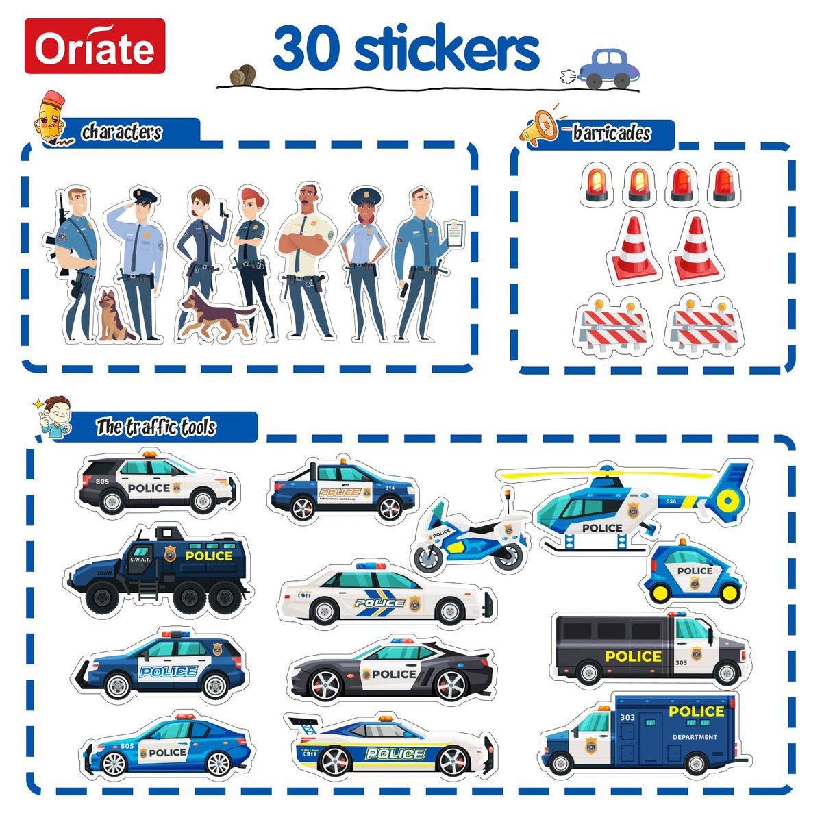 Oriate Diecast Police Rescue City SWAT Car Set with Heavy-Duty Trailer (13pcs)