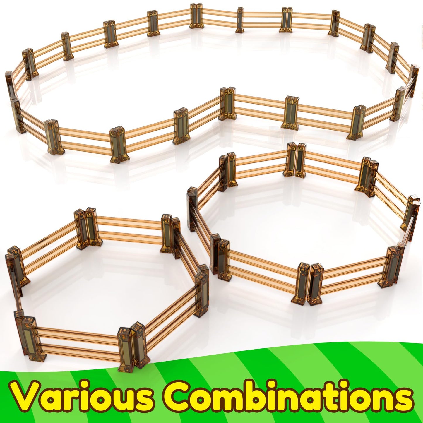 Oriate Farm Animals Fences – 18pc Magnetic Tiles for Farm, Zoo & Dino Play