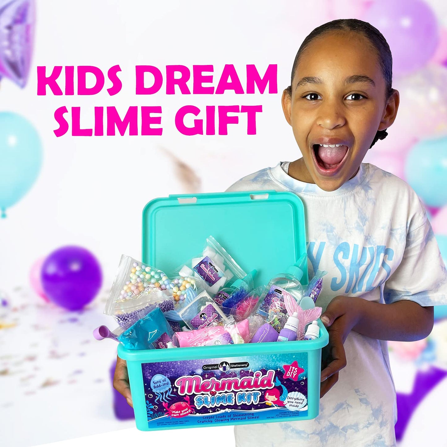 Original Stationery Mermaid Slime Kit – 35-Piece Glow-in-the-Dark Butter & Glitter Slime Set