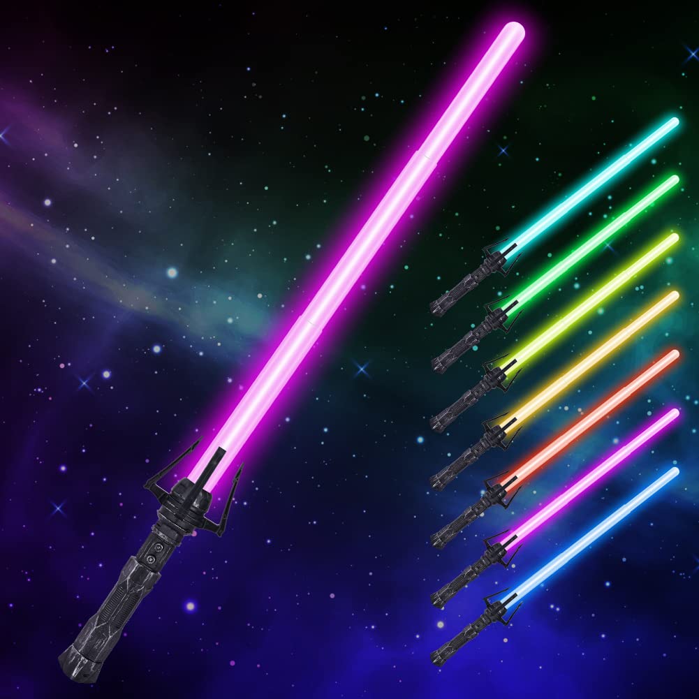 OSDUE Lightsaber – 7-Color Light Up Saber with FX Sound, Retractable 2-in-1 Toy