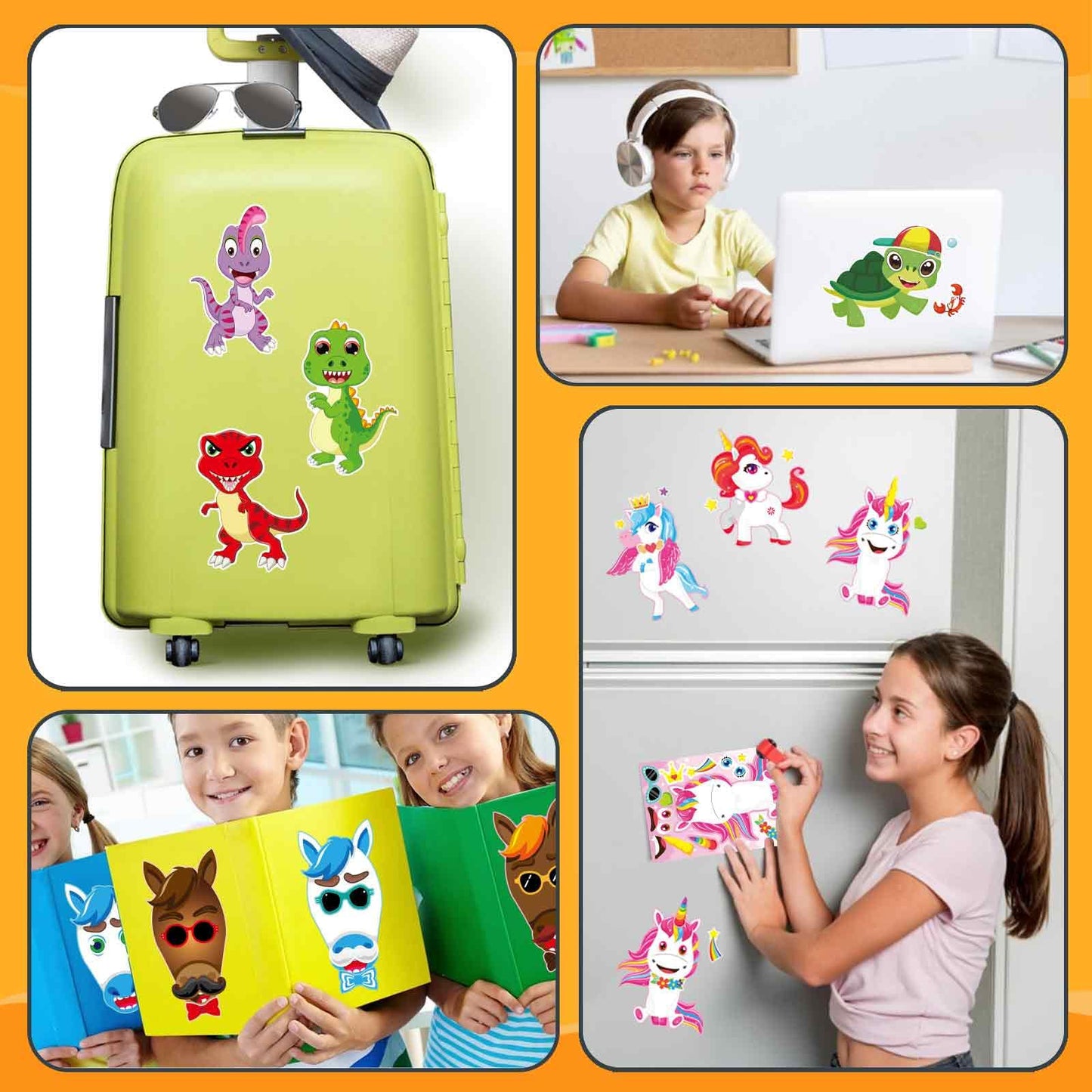 OTAITY 24 Sheets Make a Face Stickers for Kids – Sea Animals, Horses, Dinosaurs, Unicorns