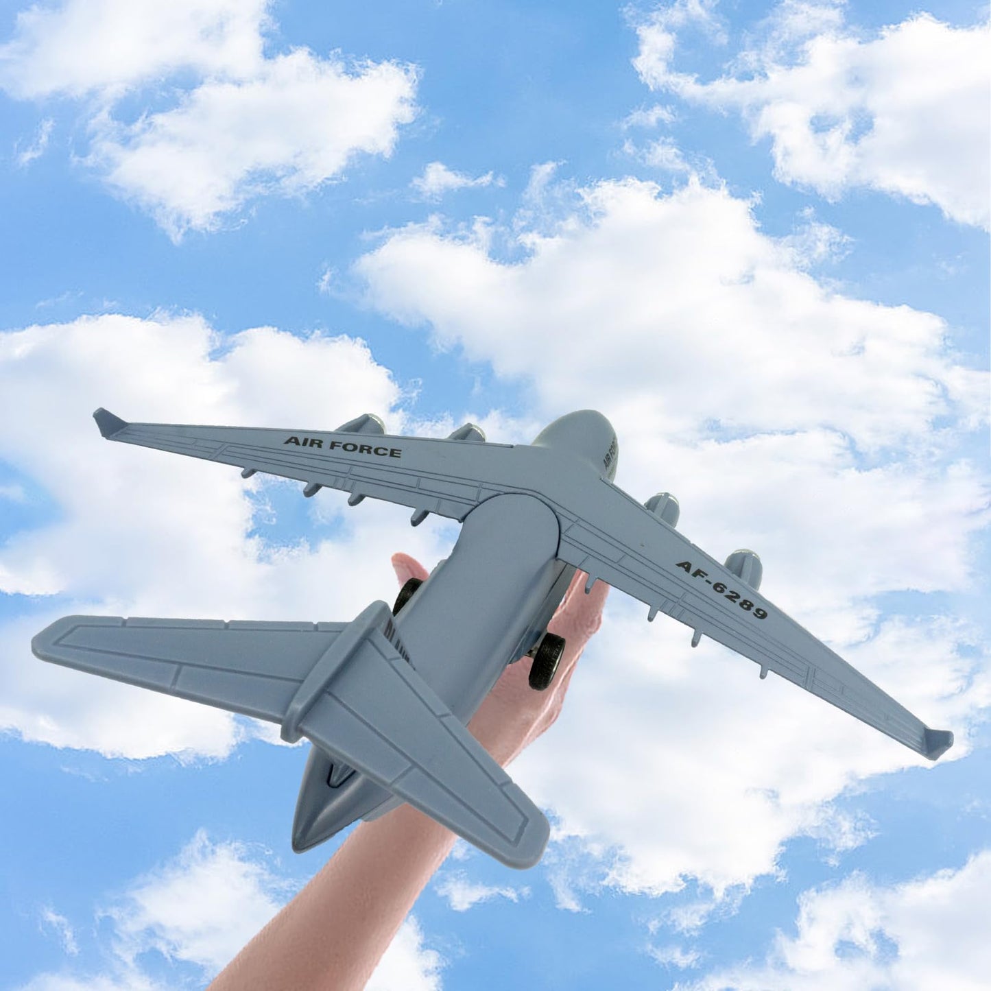 OTONOPI 8.3-Inch Diecast C-17 Plane Toy with Pull-Back, Lights & Sounds – Army Man Pack