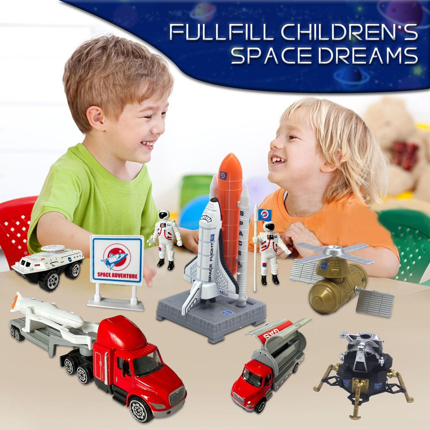 OTONOPI Space Shuttle Rocket Toys – 15-Piece Die-Cast STEM Kit for Kids 3-9