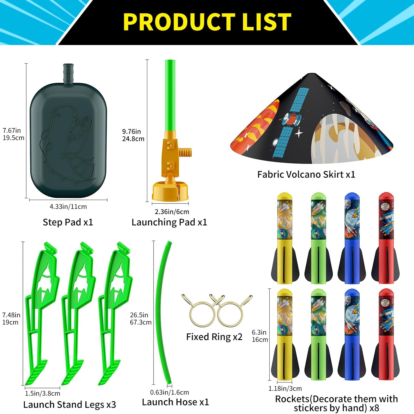 Otoseth Toys Rocket Launcher for Kids – Launch Up to 100 Ft, 8 Foam Rockets & Adjustable Stand