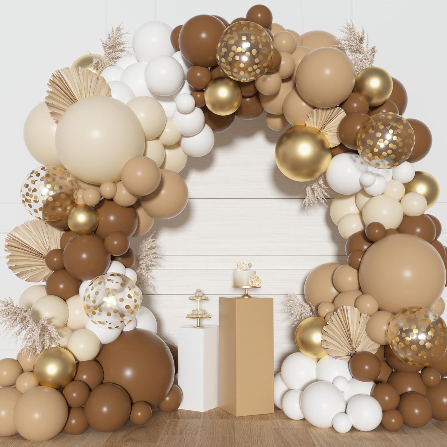 Ouddy Party Brown Balloons Arch Garland Kit — Neutral Boho Decor (18in/12in/10in/5in)