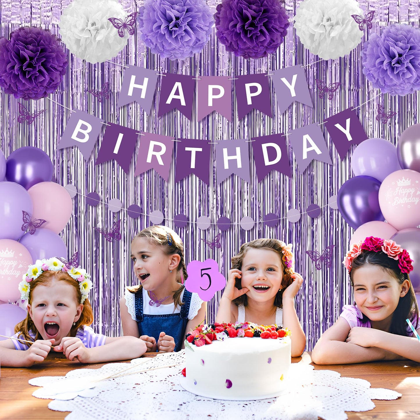 Ouddy Party Purple Birthday Decorations for Women & Girls – Confetti Balloons, Lavender Pink Theme