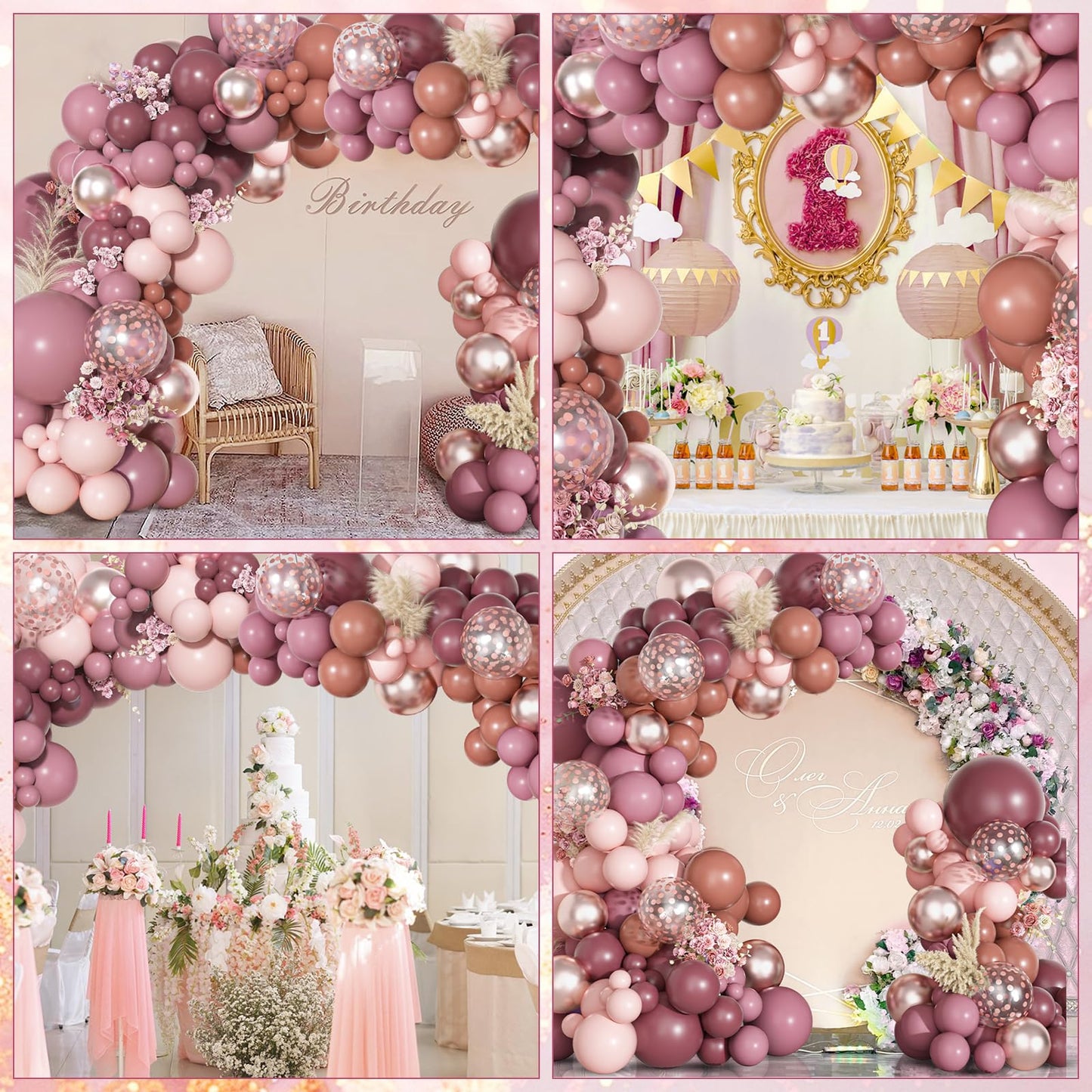Ouddy Party Dusty Rose Balloons Garland Arch Kit | Boho Wedding & Party Decor