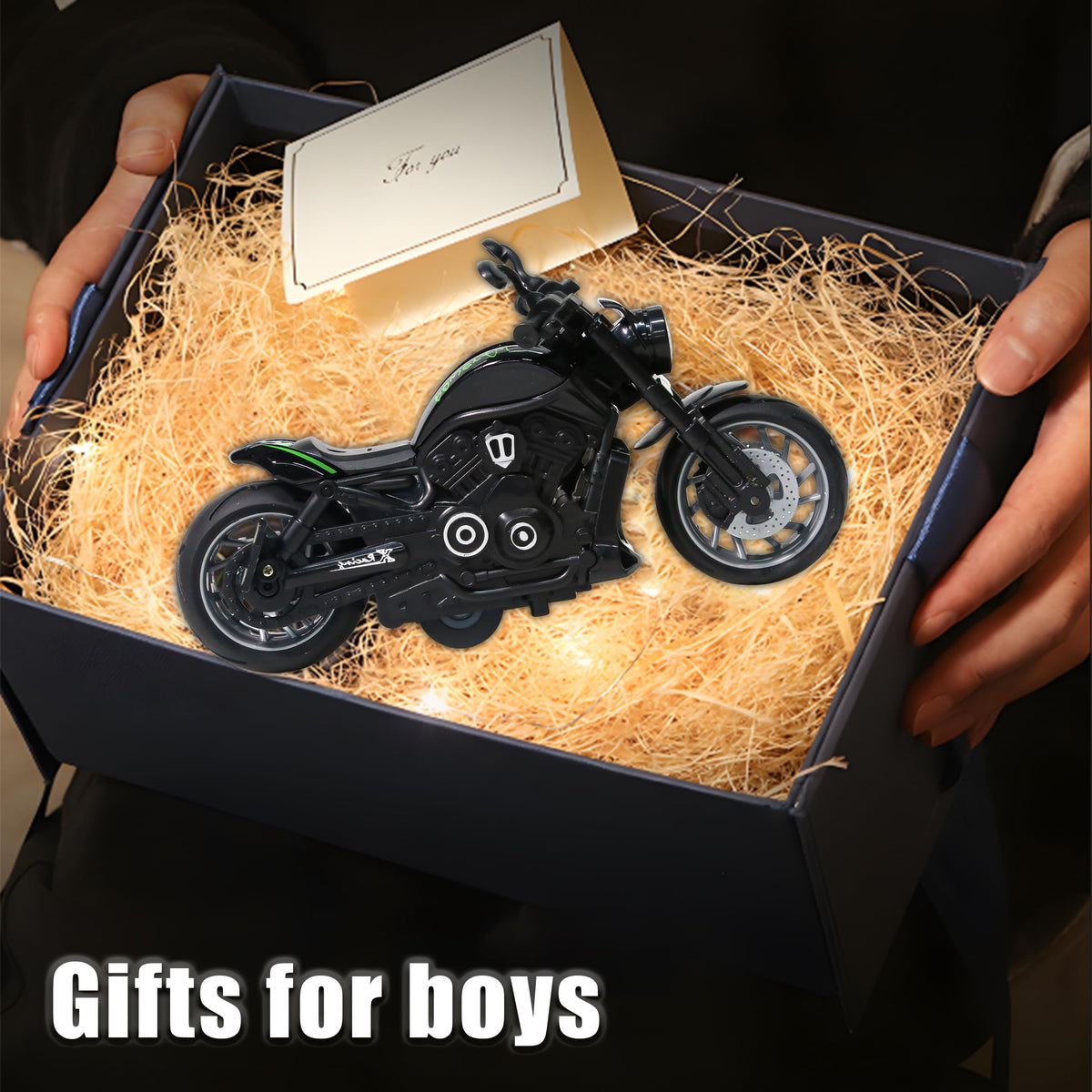 OUFOTAT 4-Pack Pull-Back Motorcycles with Lights & Sounds – Durable Toy Bikes for Ages 3+