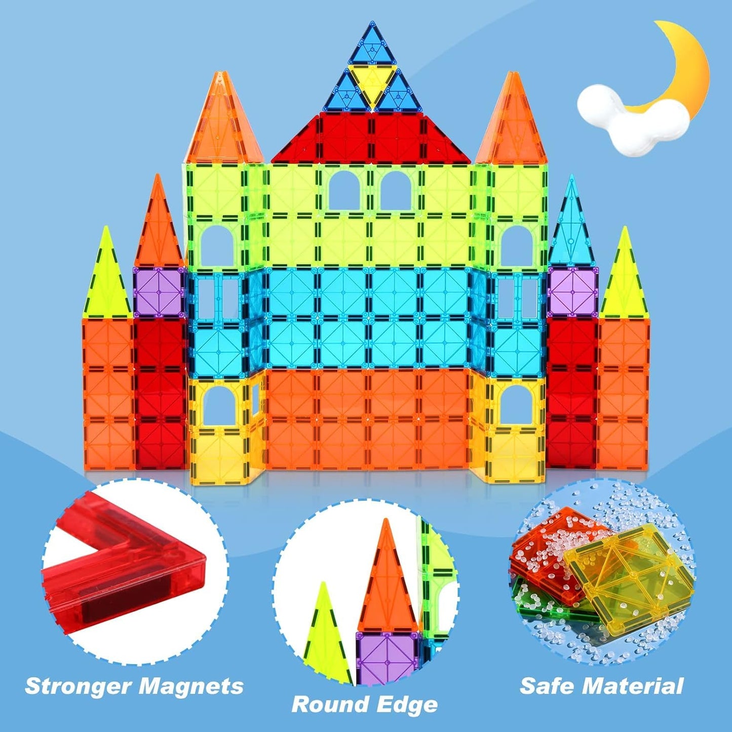 OugerToy 104PCS Magnetic Building Tiles – STEM Blocks for Kids 3-9