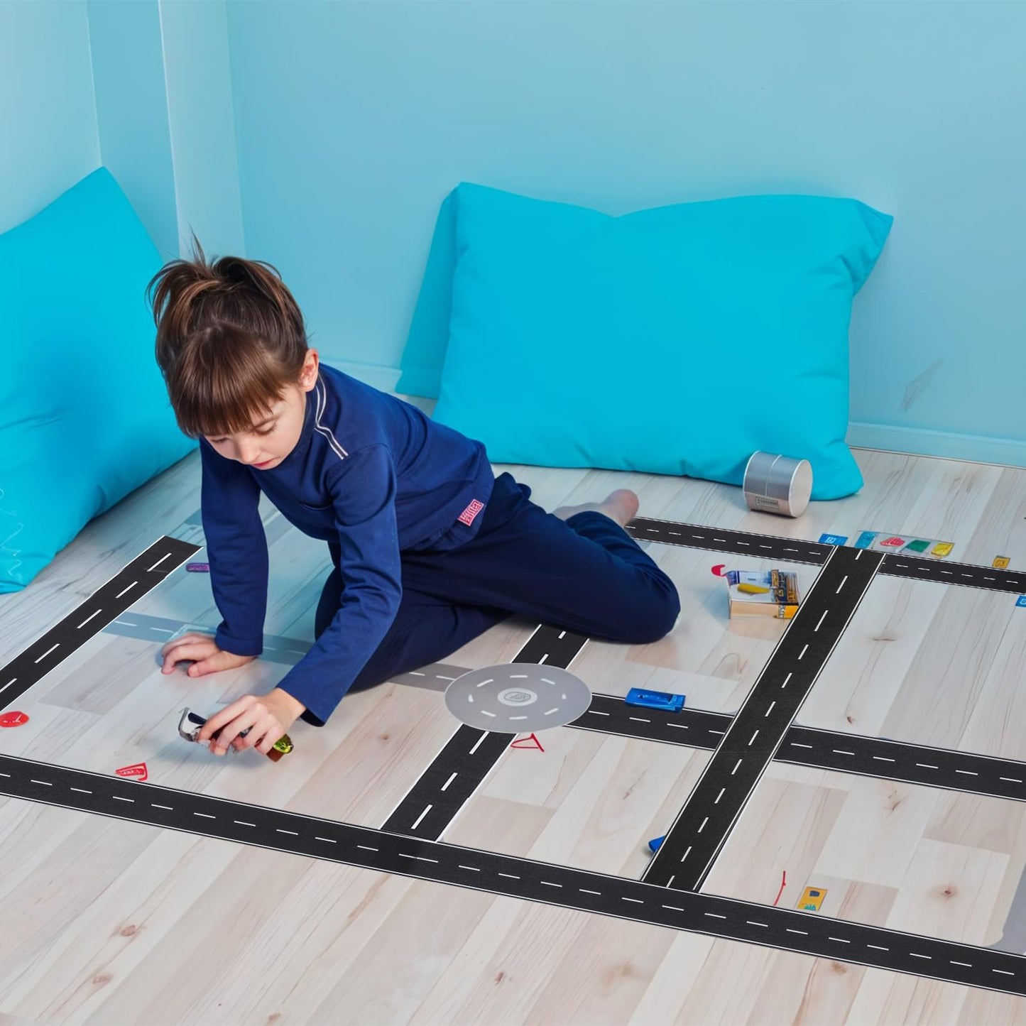 Ouligay 2PCS Road Tape for Toy Cars – Easy Stick, No Residue, Creative Kids Race Track