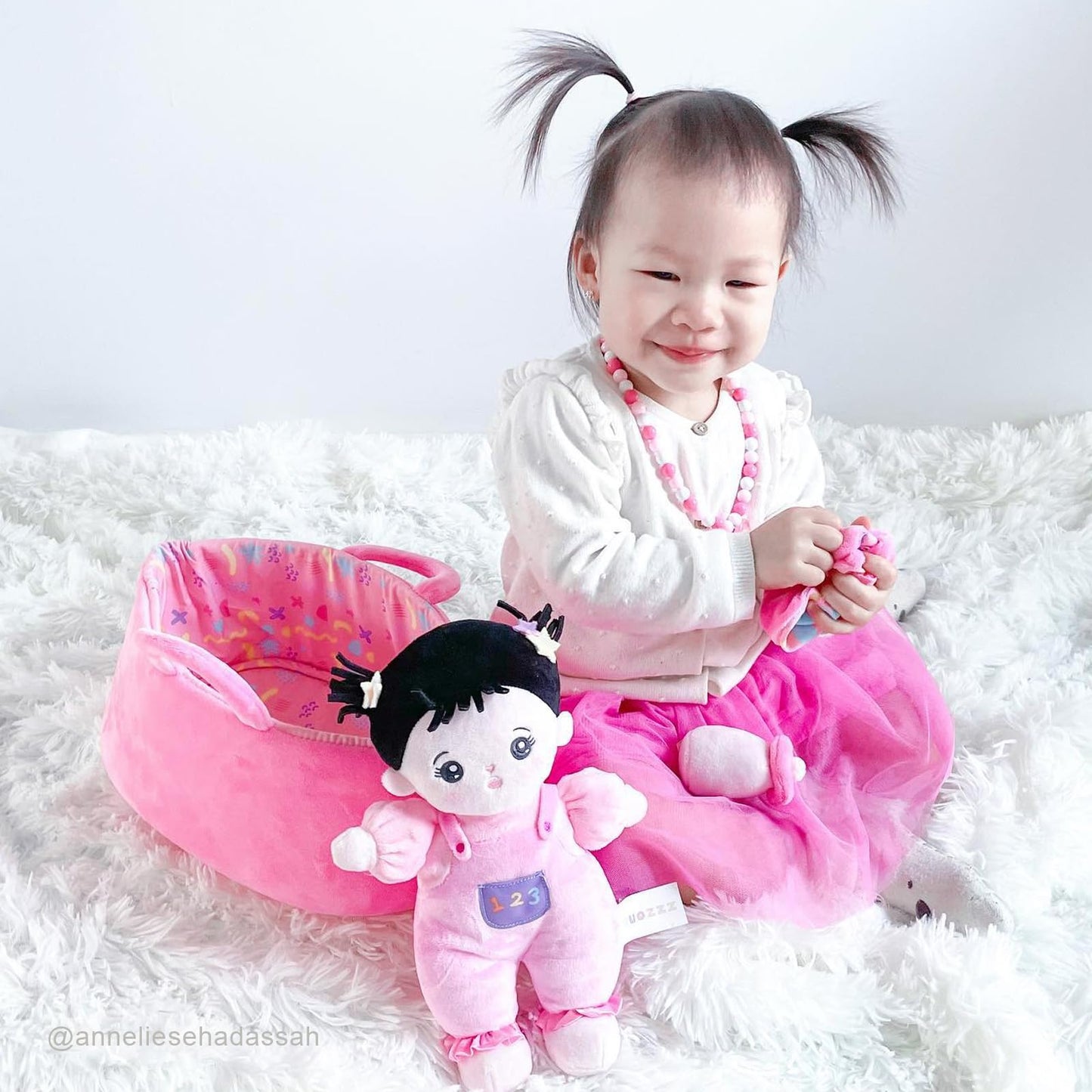 OUOZZZ 10-Inch Soft Baby Doll Set with Bassinet, Blanket & Bottle for Pretend Play