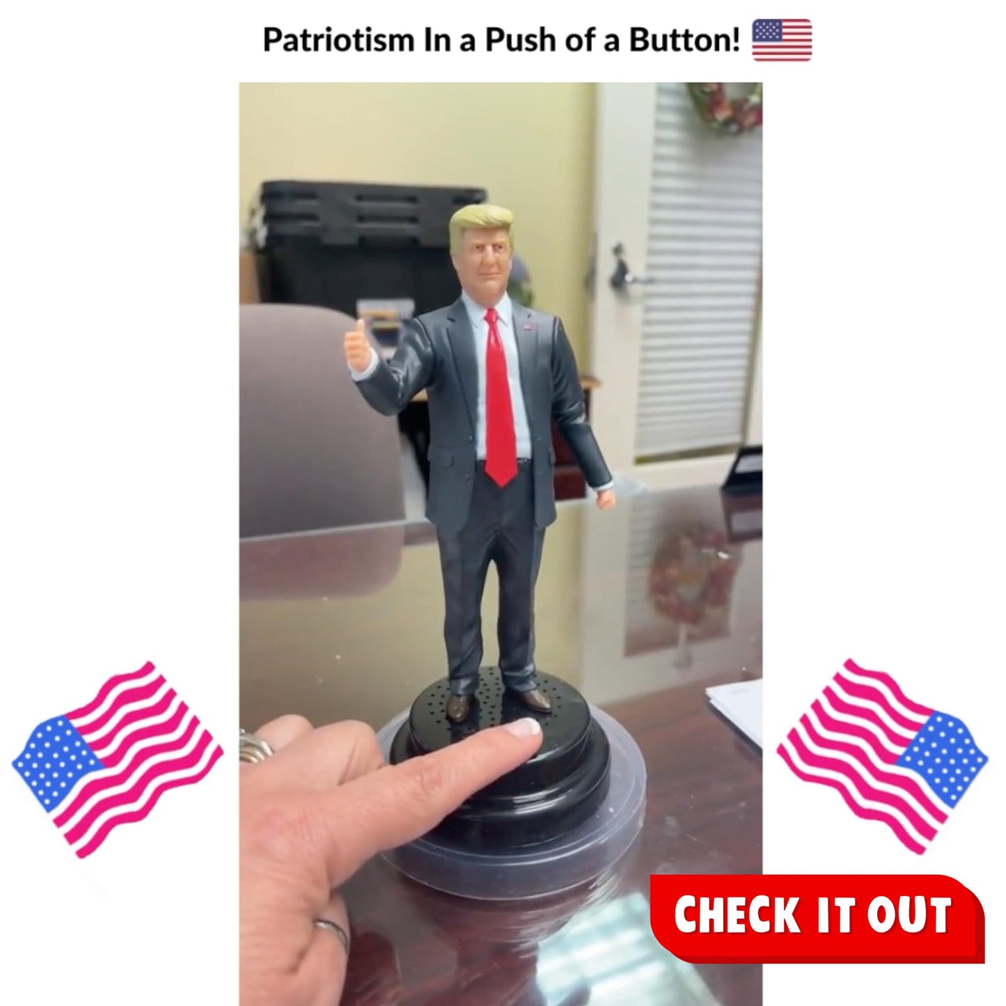 OUR FRIENDLY FOREST Donald Trump Talking Figure – 17 Real Quotes, Gag Gift, Desk Display