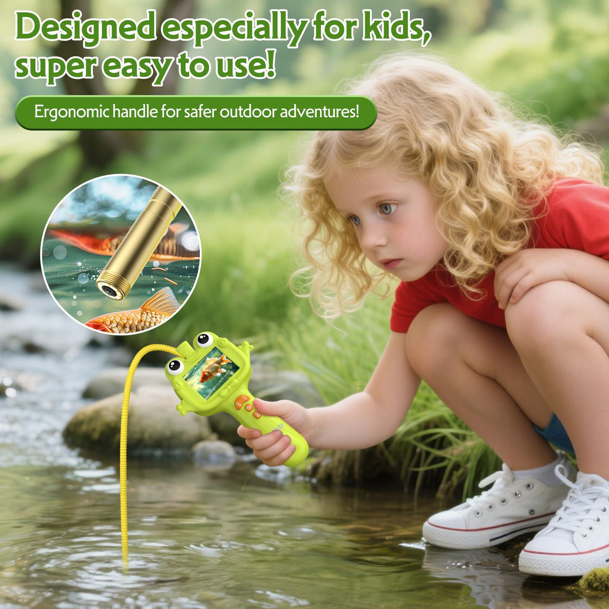 OUTACT Kids Endoscope – 2.4-inch Display, 1m Tube, IP67, STEM Outdoor Explorer