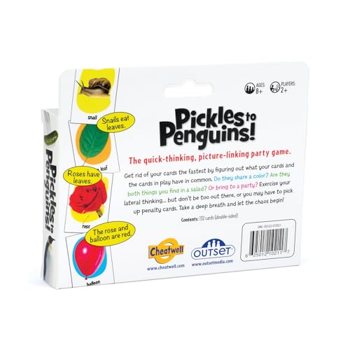 Outset Pickles to Penguins Travel Edition – Quick-Thinking Picture-Linking Party Game for 2+ Players (Ages 8+)