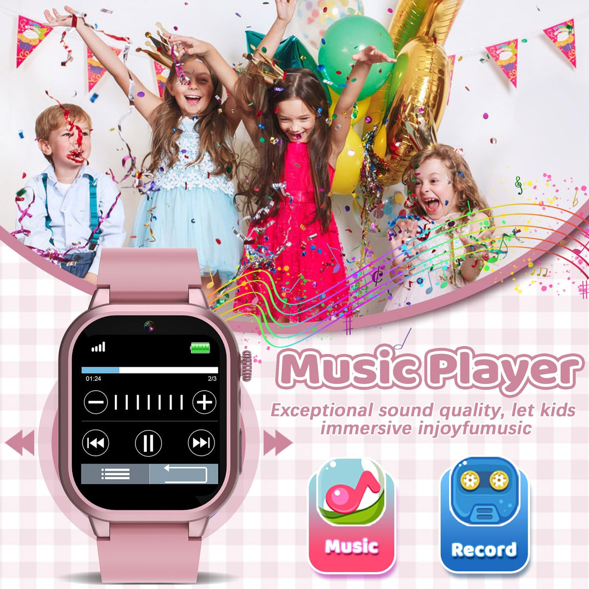 OVV Kids Game Watch – 1.54in HD Touchscreen, 30+ Educational Games, Camera & Parental Controls