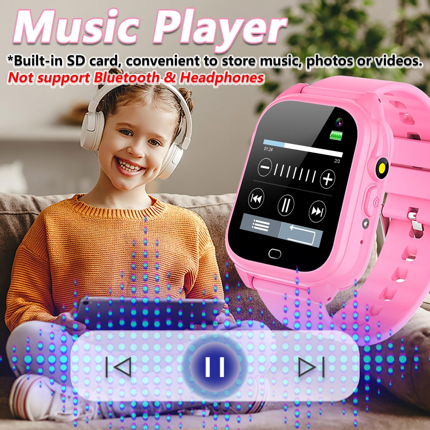 OVV Kids Smart Watch – Waterproof IP67, 26 Games, 1.44'' Touch Screen, Camera & MP3 Player