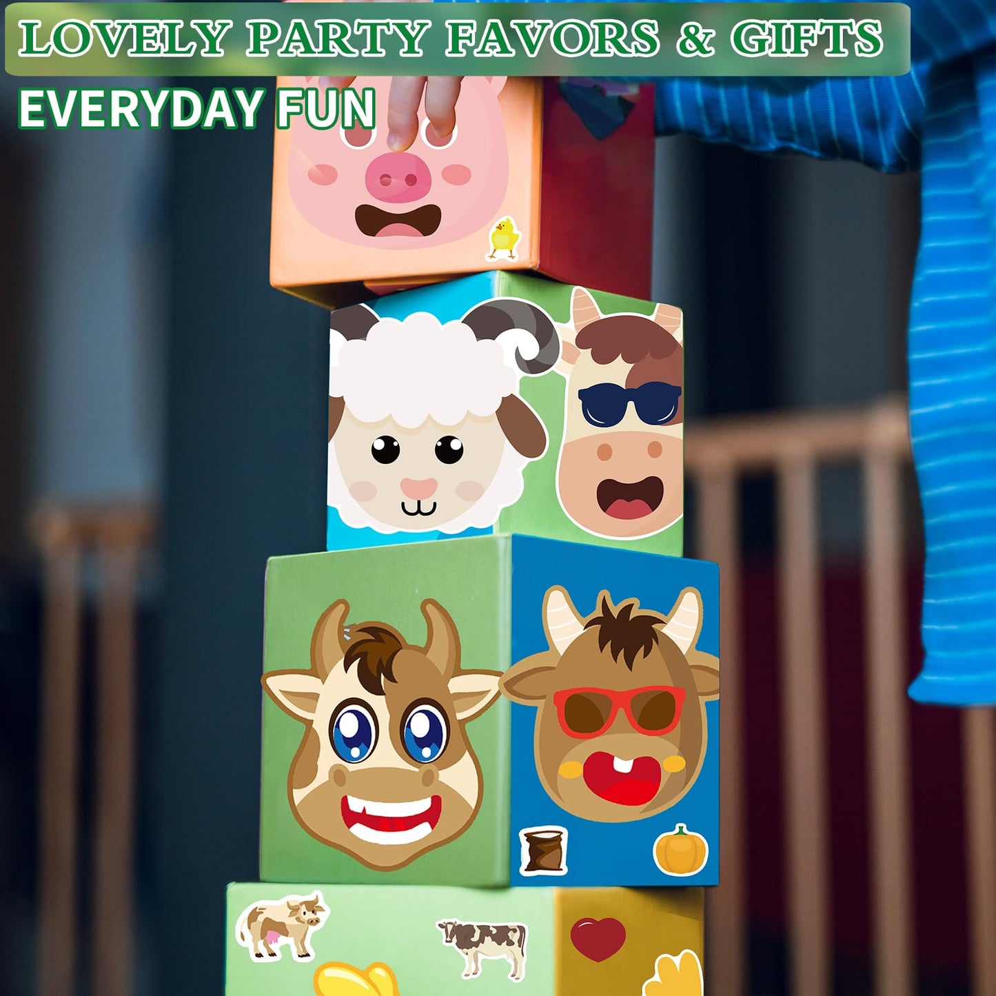 Ozepao 36-Pcs Farm Animals Make-A-Face Sticker Sheets | Mix & Match for Kids 2–6