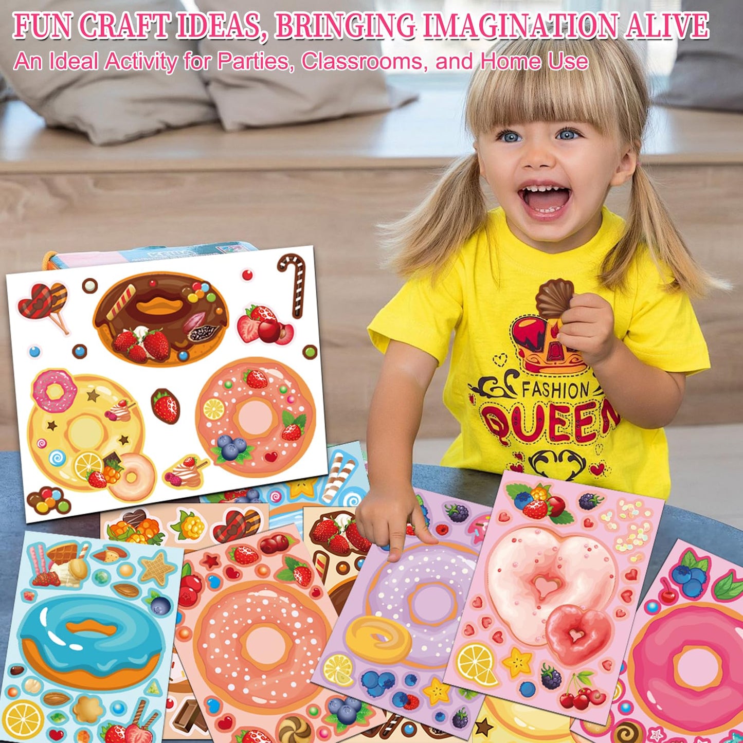 Ozepao 27 Donut Sticker Sheets for Kids – Face Designs for Party & Craft