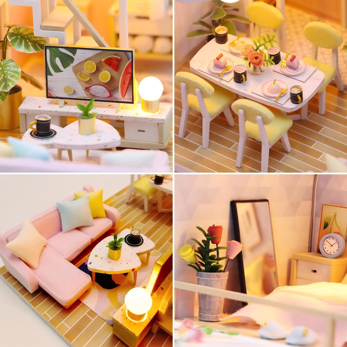 OZJAY DIY Miniature House Kit with LED & Furniture – Build Your Dollhouse