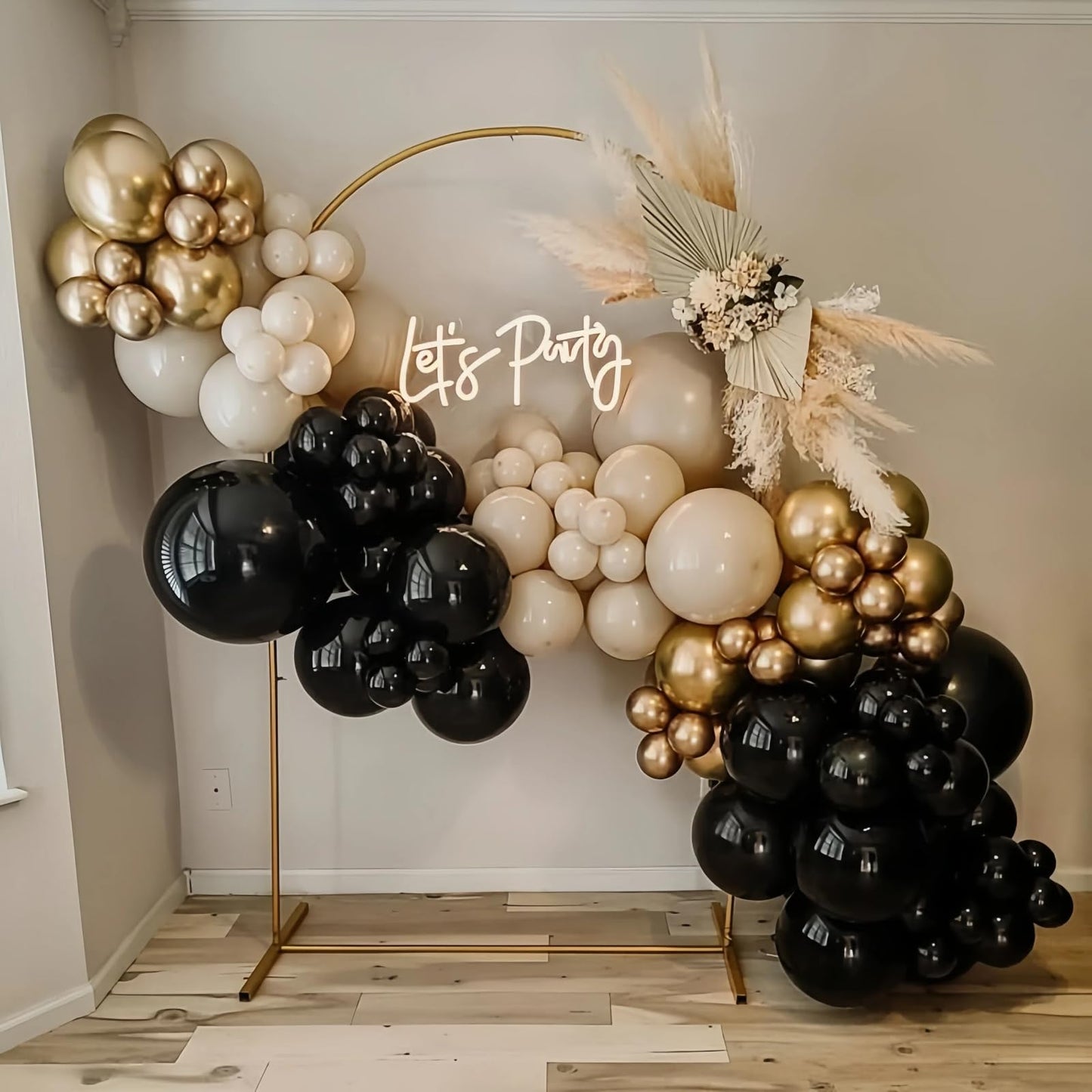 Paeyeq Black and Gold Balloon Arch Kit – Elegant New Year’s Eve & Boho Decor