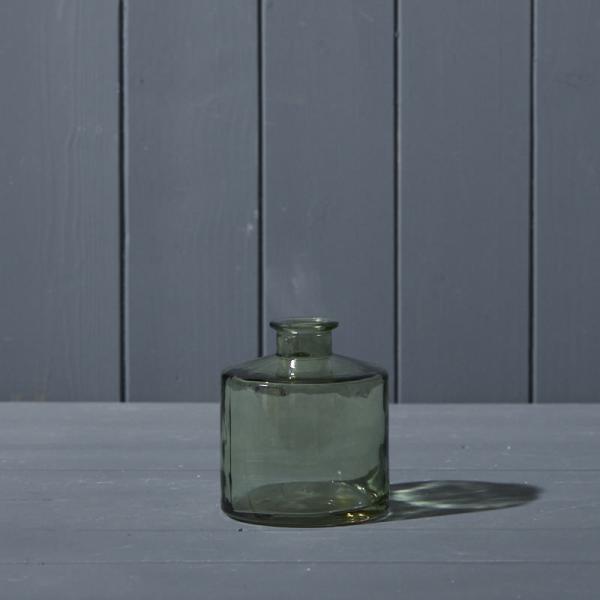Vintage Green Squat Glass Bottle D9 x H10.3cm Weight-300g