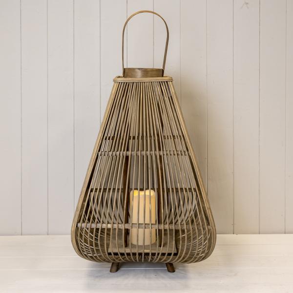 Extra Large Bamboo Lantern with LED Candle H96 D37cm