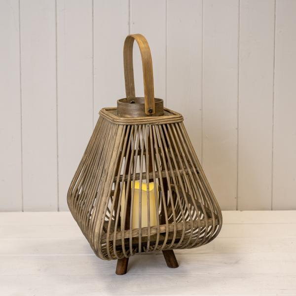 Small Bamboo Lantern with LED Candle H31 D25cm