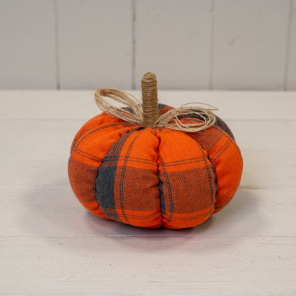 Tartan Fabric Pumpkin L15xW15xH13cm Weight-104g