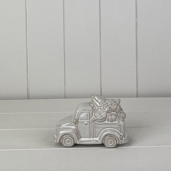 Glazed Ceramic Car Carrying Pumpkins Ornament with Textured Detail L13.4xD6.4xH9.5cm Weight-235g