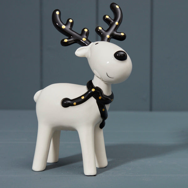 Black and White Ceramic Deer L12.3xD10.5xH17.5cm Weight-200g