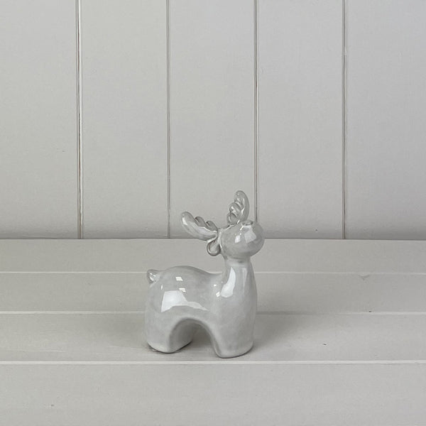 Glazed Ceramic Reindeer Ornament with Textured Detail L9xD6xH10.3cm Weight-105g