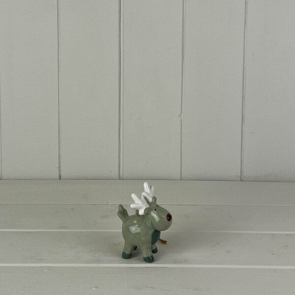 Light Green/White Ceramic Hanging Reindeer Decoration L6.2xD4xH7.7cm Weight-50g