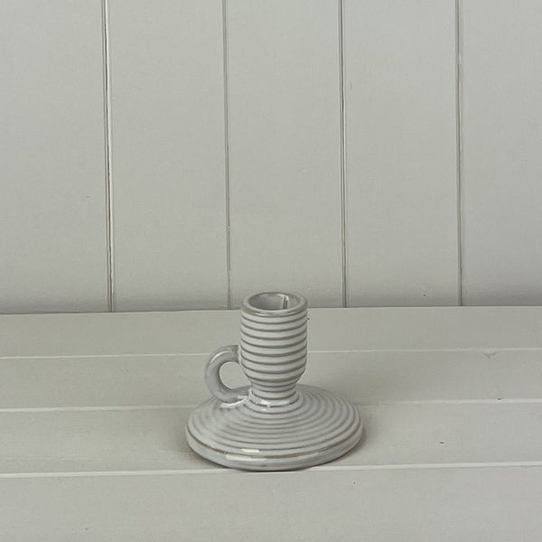 Glazed Ceramic Candle Holder with Textured Detail L10xD10xH8cm Weight-204g