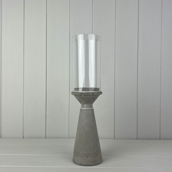 Concrete Candle Holder (D9cm TH20.5cm) with glass shade (D8cm H15cm) (Send with CE480029LS Lampsha
