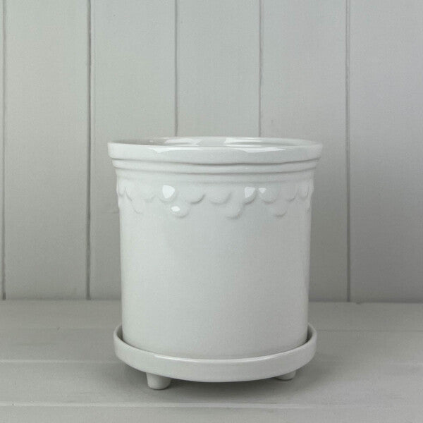 White Saucer Pot D16.6cm H15.2cm Weight-994g