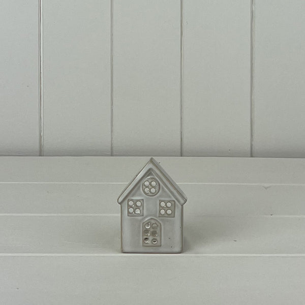 Glazed Ceramic House Tealight with Textured Detail L6xD6xH8.5cm Weight-81g