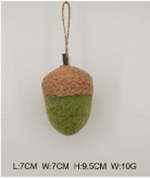 Felt Hanging Green and Rope Acorn